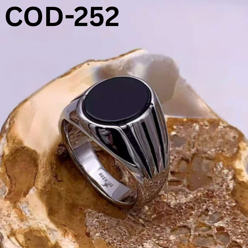 JP Italian Black Stone Finger Ring-COD-252